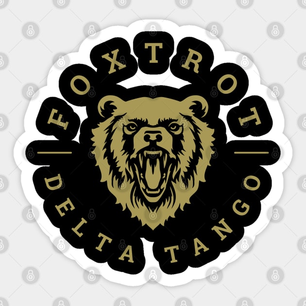 Foxtrot-Delta-Tango Sticker by Creatifly Graphic Tees